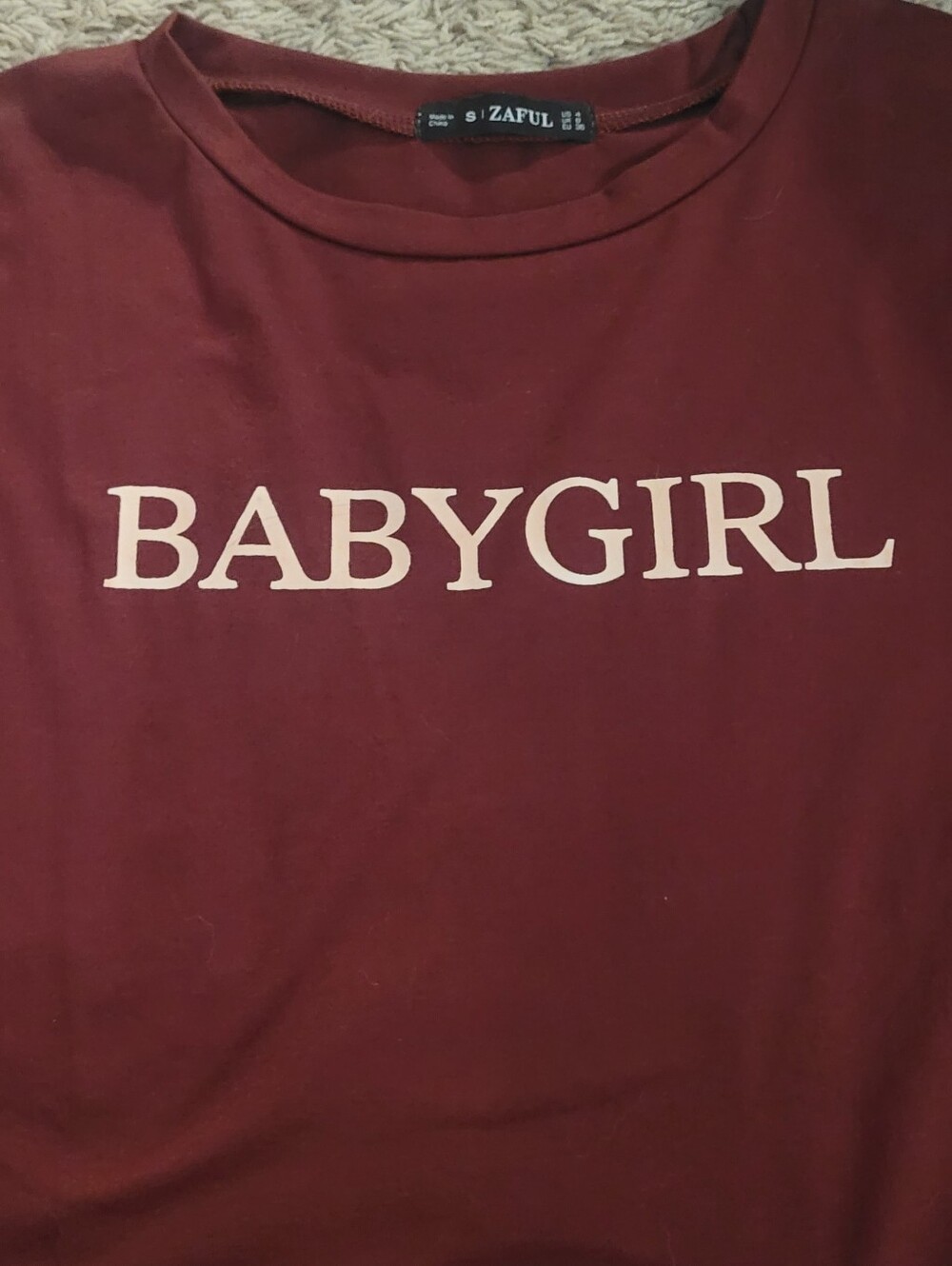 Maroon Babygirl Cropped T Shirt